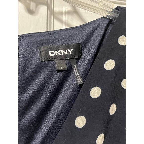 NWOT DKNY Navy Blue and White Polka Dot Mini Dress, Size 8 - Picture 9 of 10